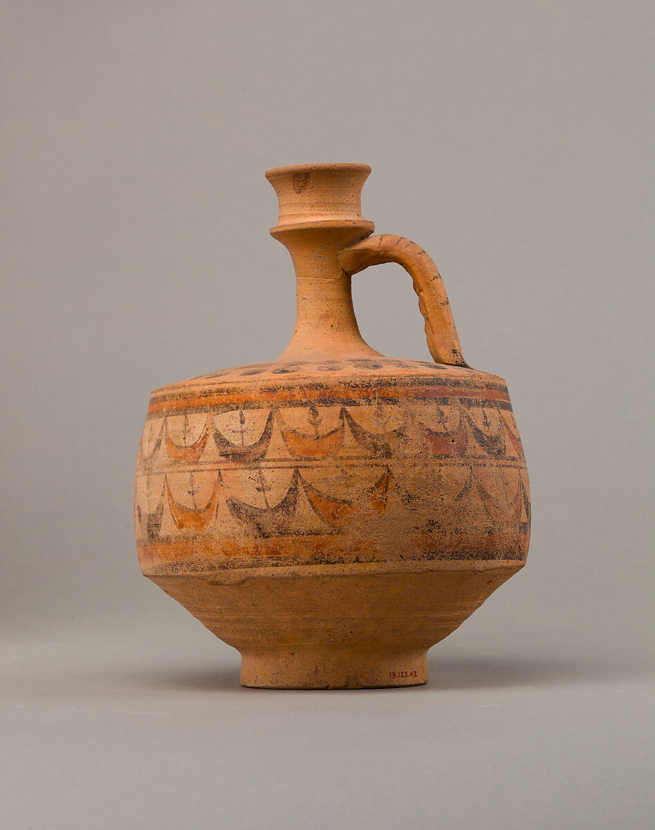 Jug with painted decoration, Pottery, paint 