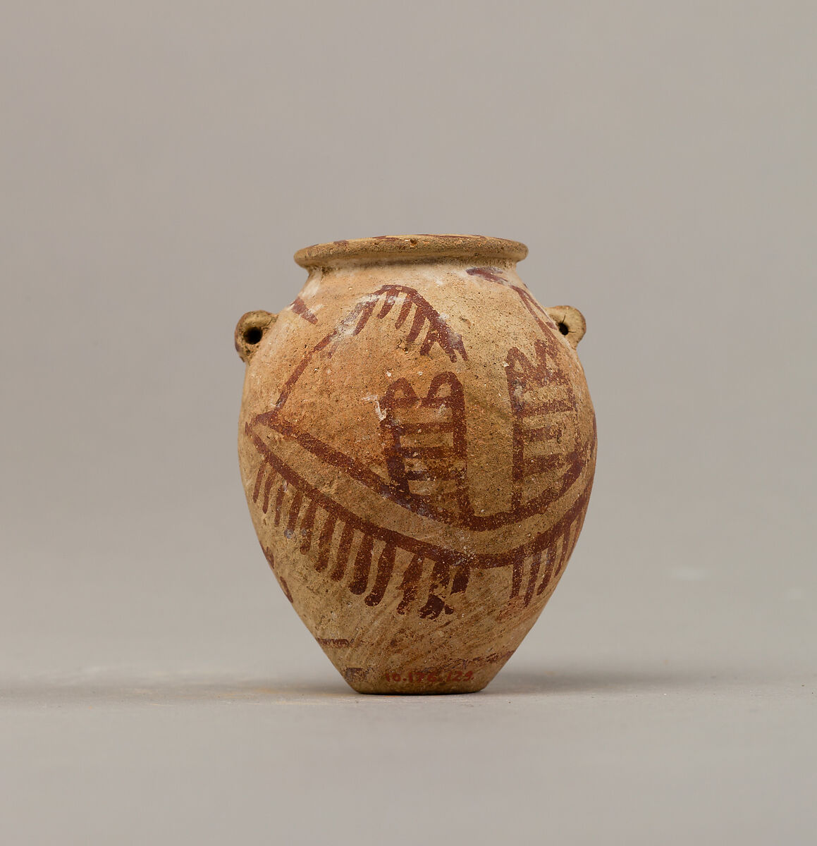 Decorated ware jar illustrating two boats, Pottery, paint