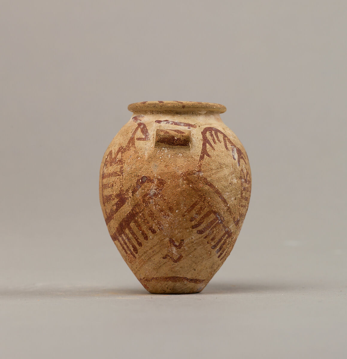 Decorated ware jar illustrating two boats, Pottery, paint