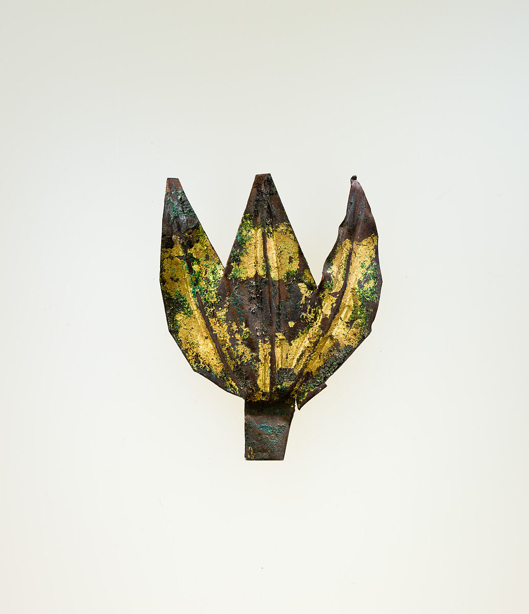 Three gilded leaves from a wreath, Copper alloy, gold