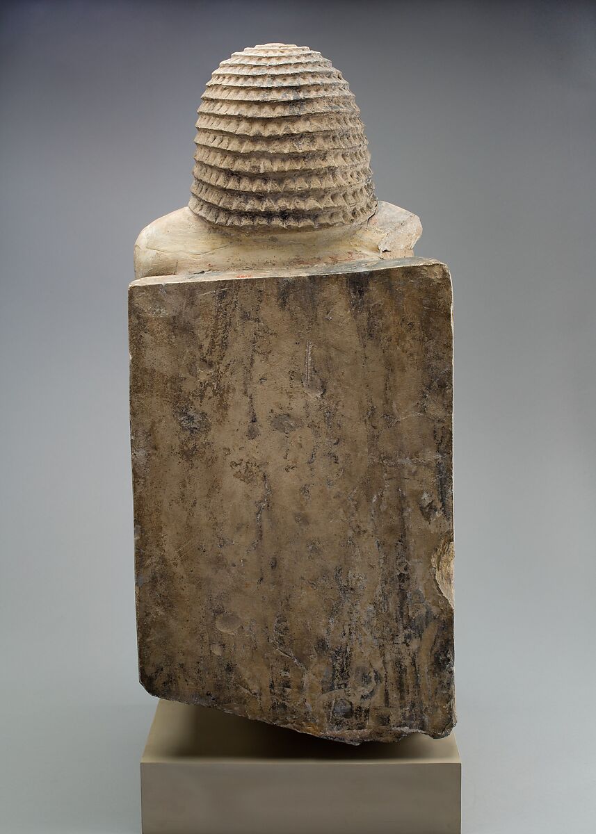 Seated Statue of the Nomarch Idu II of Dendera, Limestone, traces of pigment