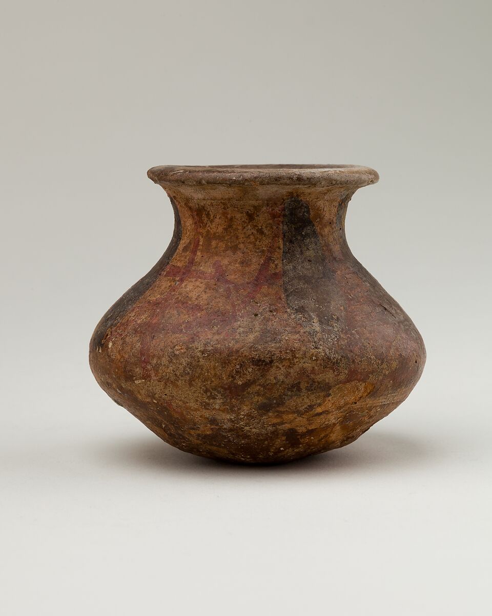 Jar, painted, Pottery, red, black paint