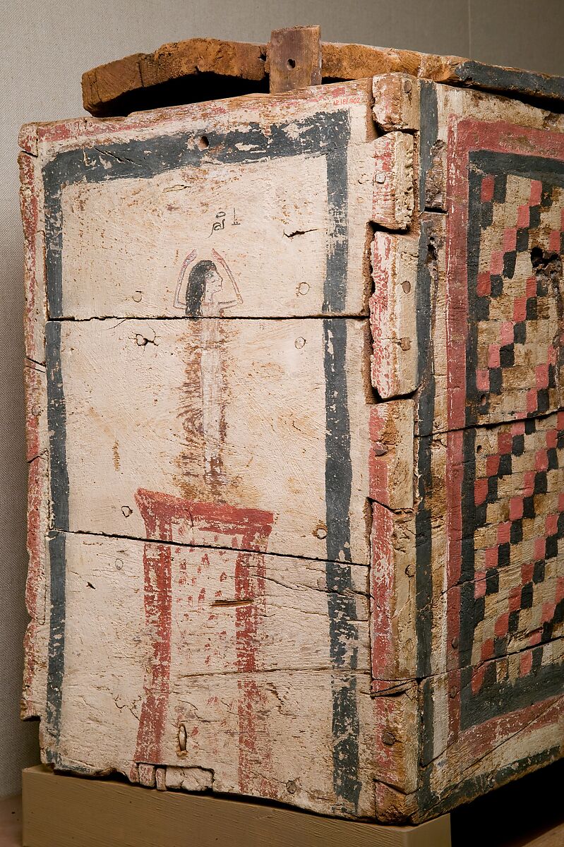 Coffin of Teti, Wood (ficus sycomorus), paint, mortar, plaster, stucco