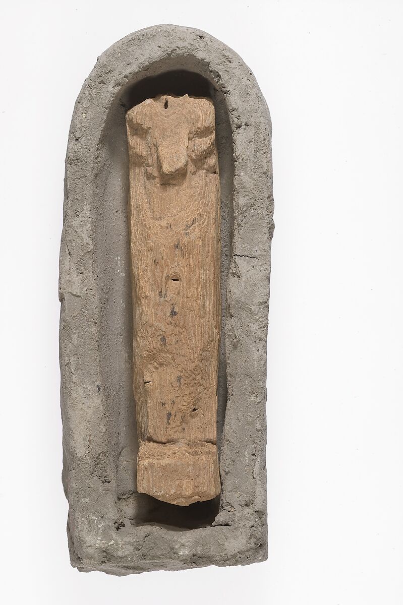 Shabti and Shabti Coffin, Mud, wood