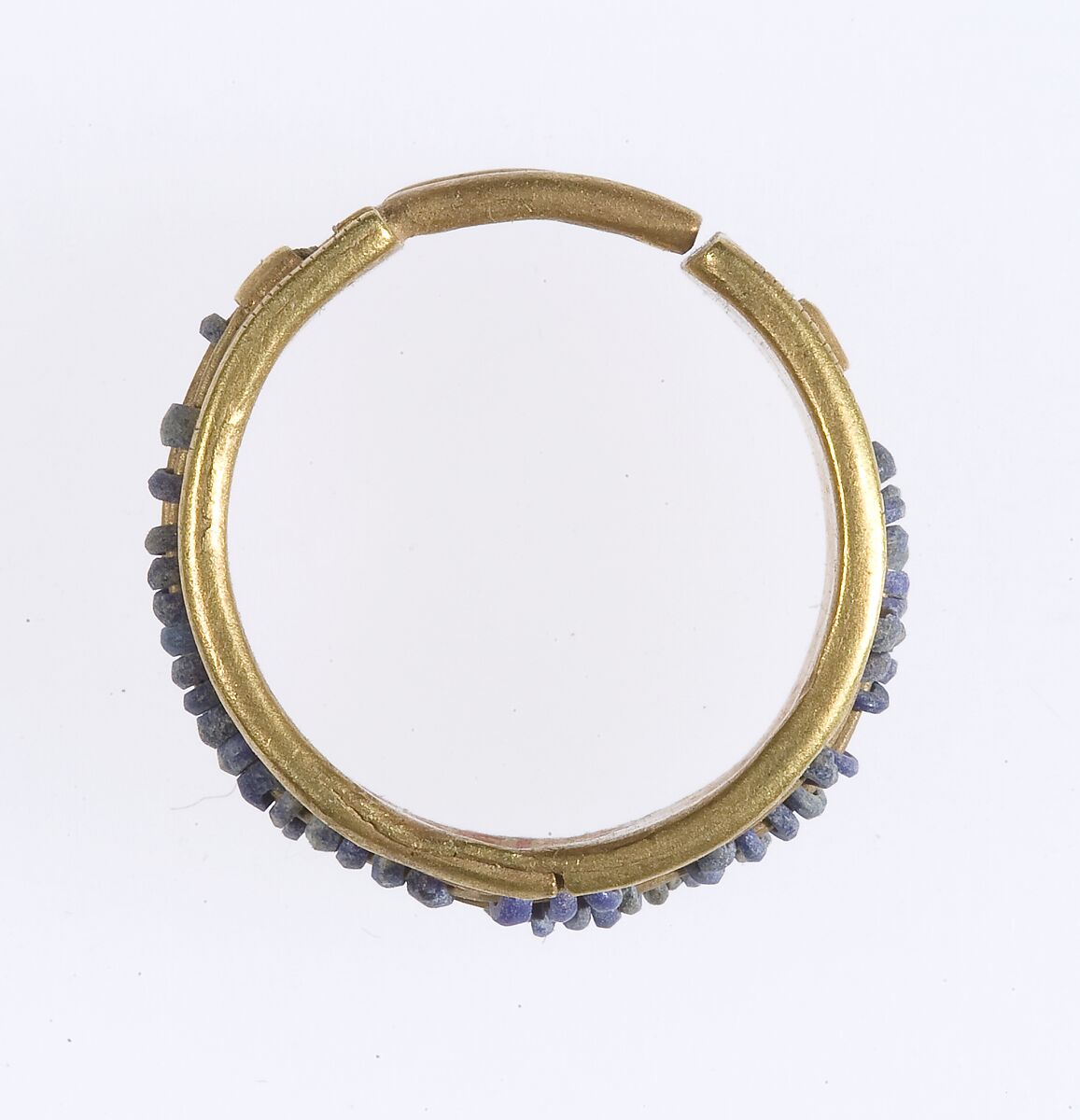 Beaded Penannular Earring, Gold, lapis-lazuli 