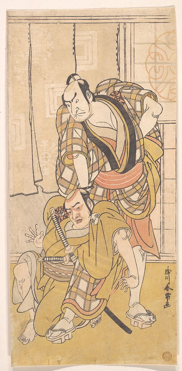 Scene from a Play, Katsukawa Shunjō (Japanese, died 1787), Woodblock print; ink and color on paper, Japan 