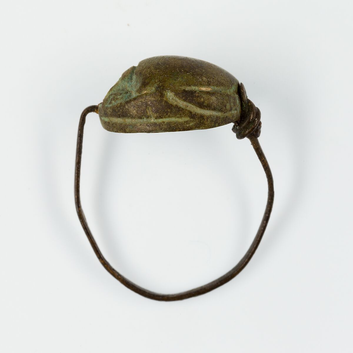 Scarab Finger Ring, Faience, copper wire