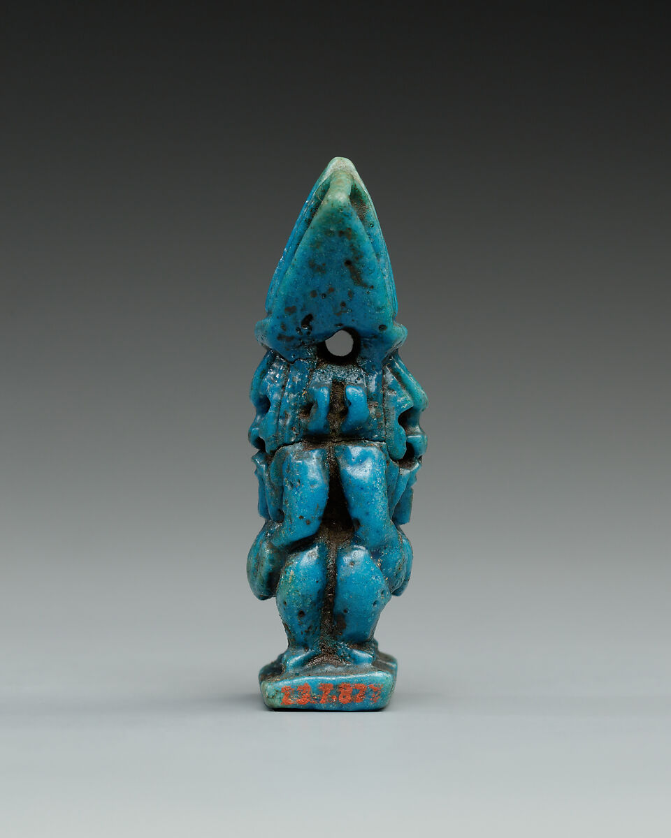 Double-sided Bes amulet, Faience