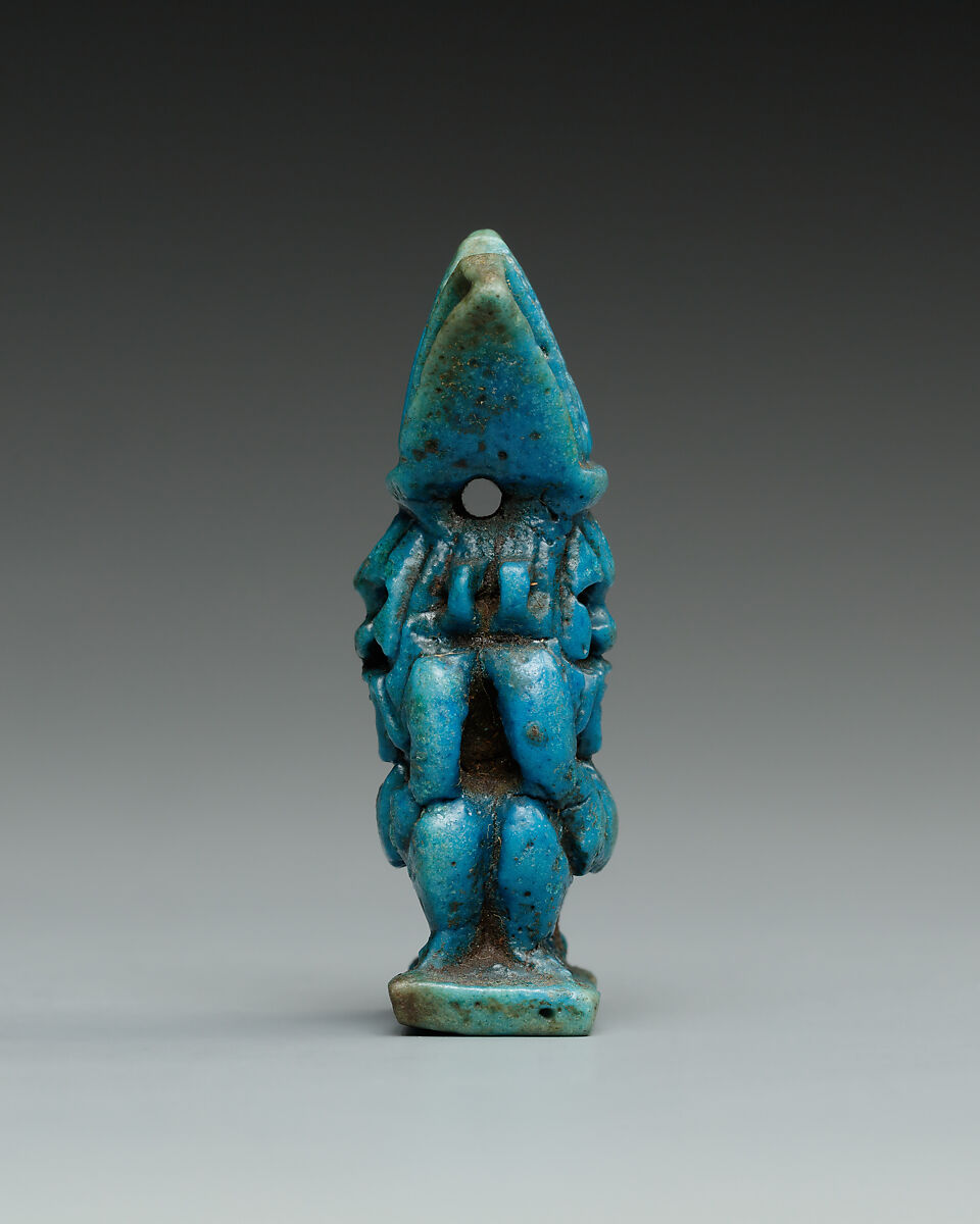 Double-sided Bes amulet, Faience