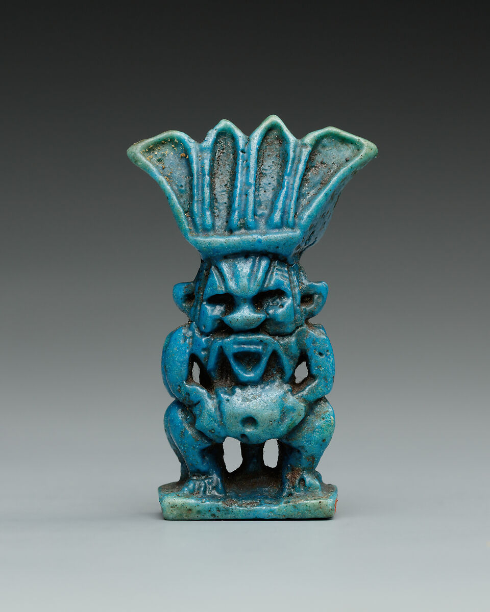 Double-sided Bes amulet, Faience