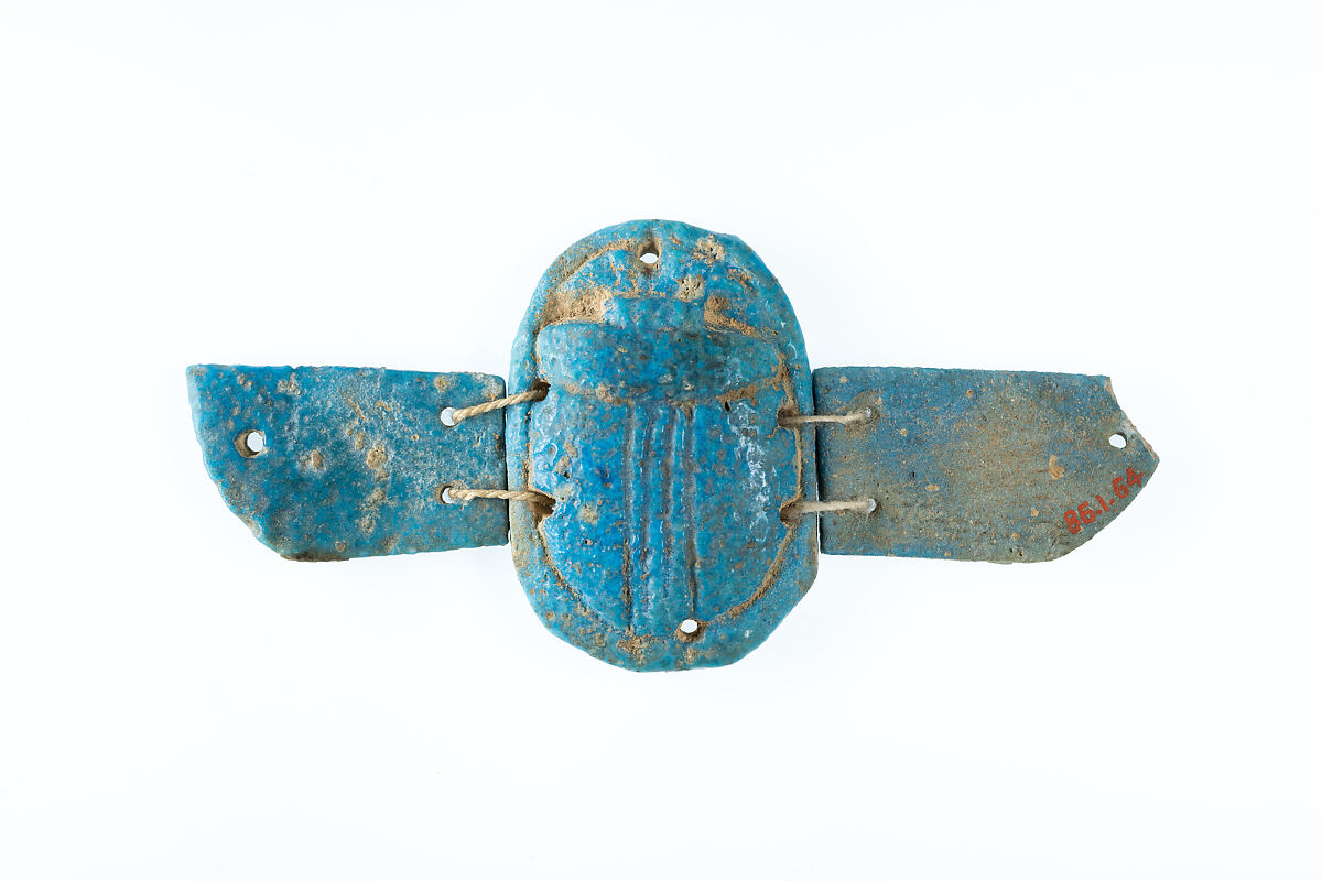 Winged scarab, Faience 