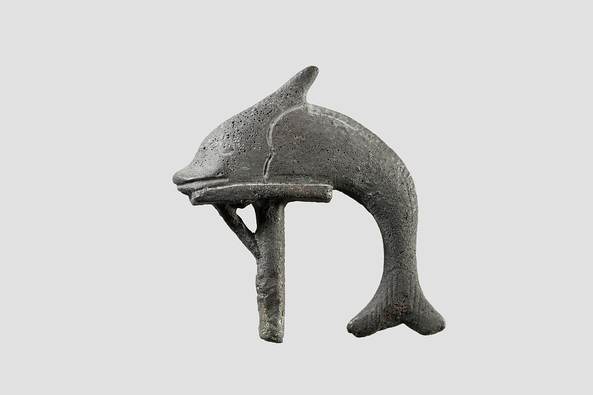 Schilbe fish, sacred to Hatmehyt, on standard, Cupreous metal 