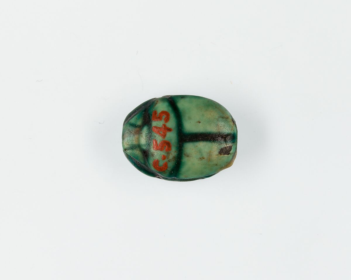 Scarab depicting a griffin, Faience