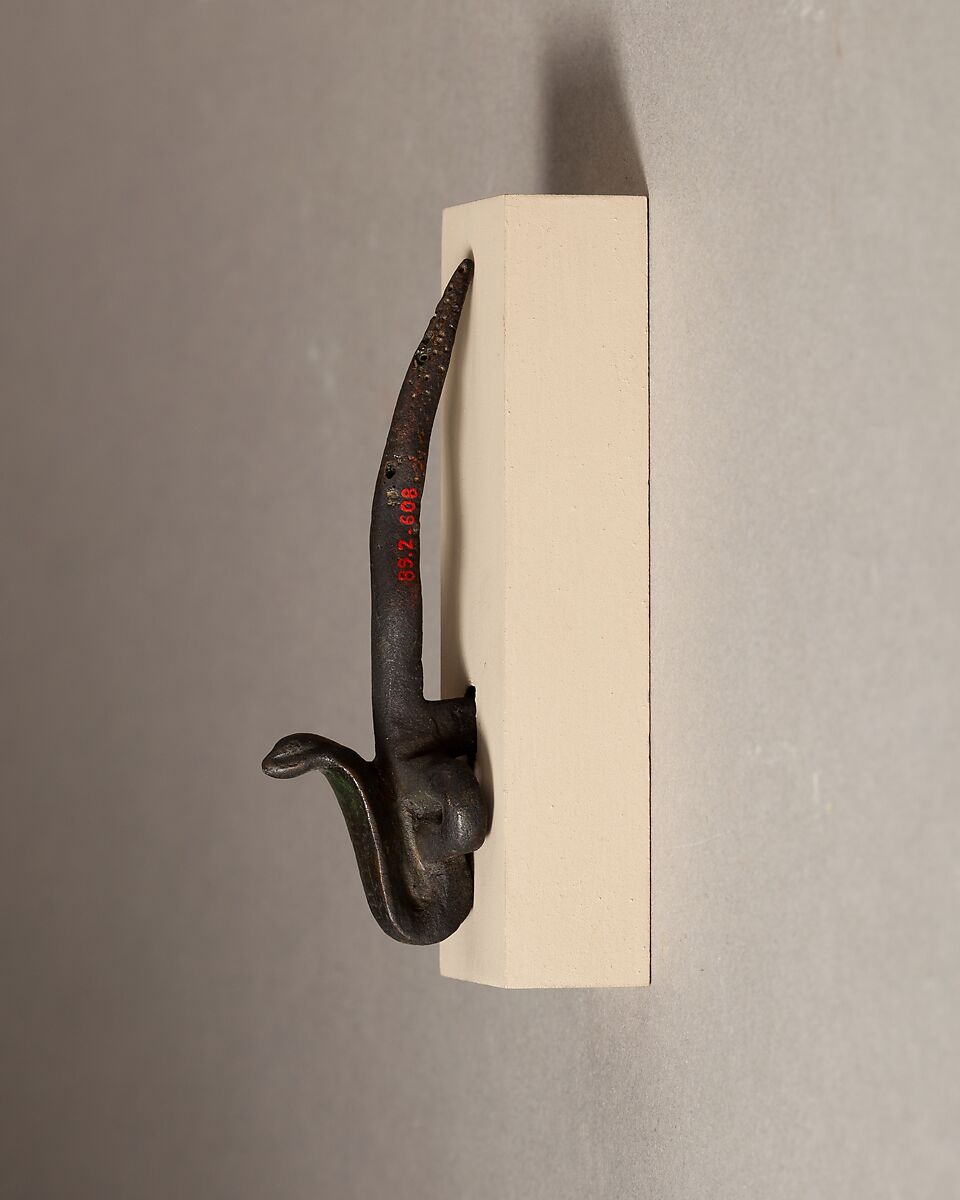 Uraeus headdress attachment, Cupreous metal, traces of gold leaf