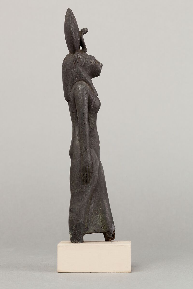 A lion headed goddess, possibly Wadjet, Cupreous metal