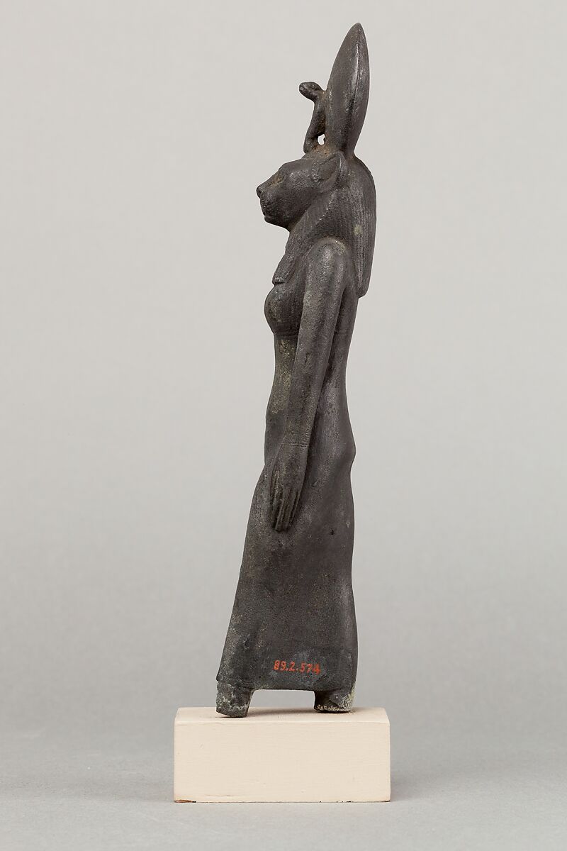 A lion headed goddess, possibly Wadjet, Cupreous metal