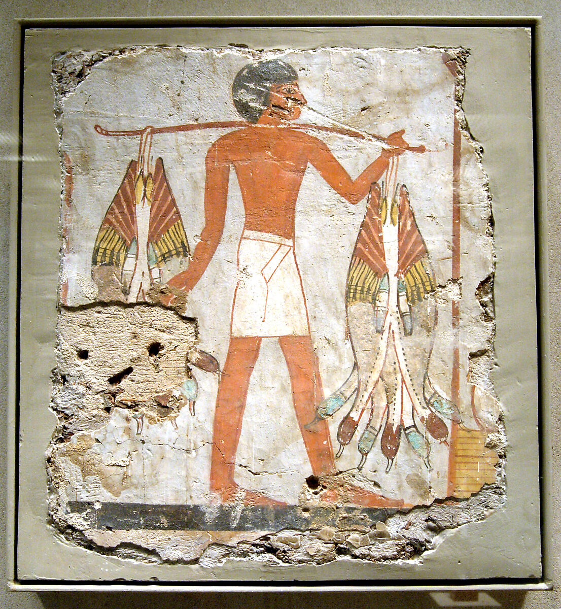 Man Carrying Ducks, Tempera on mud plaster 