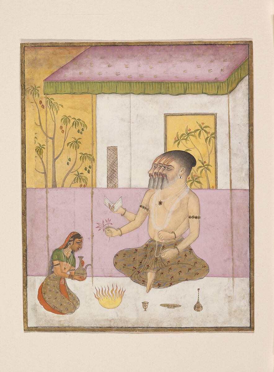 Khambhavati Ragini: Folio from a ragamala series (Garland of Musical Modes)

, Ink, opaque watercolor, and gold on paper, India (Rajasthan, Bikaner)