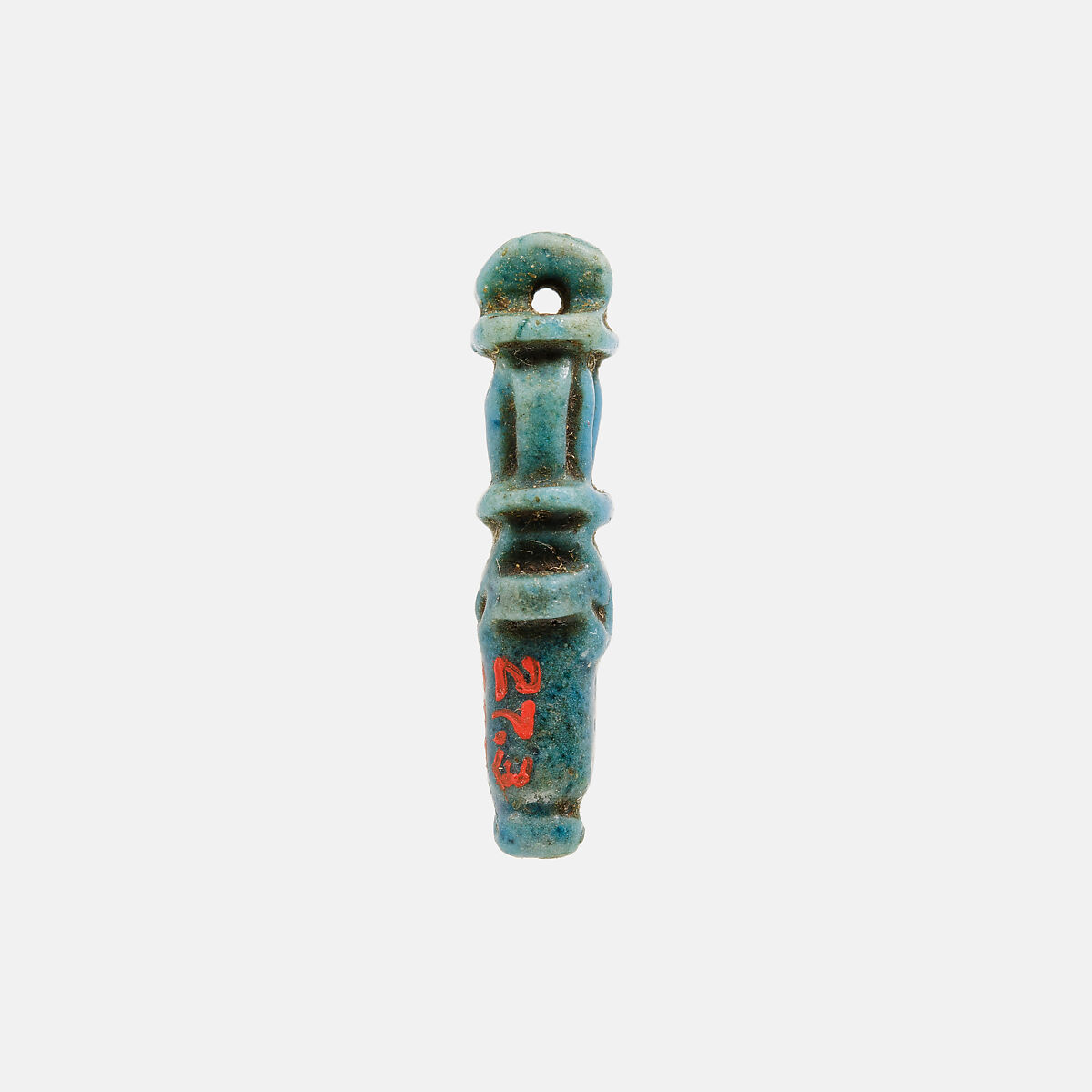 Sistrum amulet, Blue-green faience