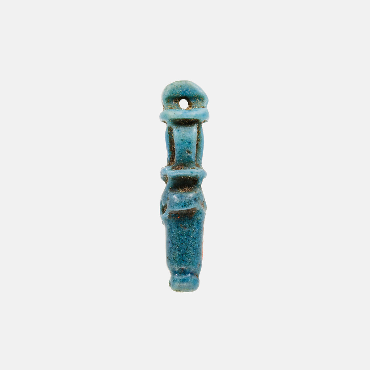 Sistrum amulet, Blue-green faience