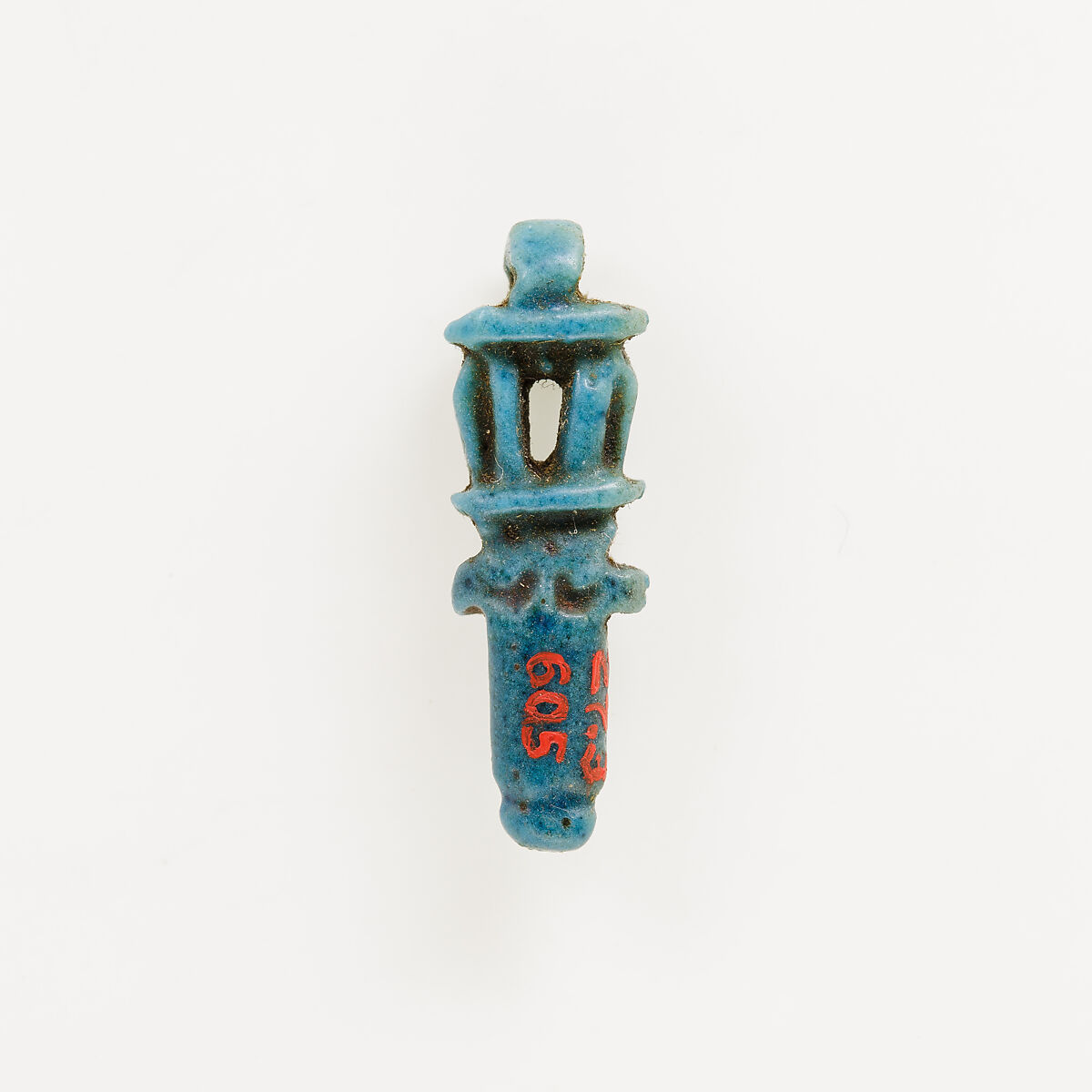 Sistrum amulet, Blue-green faience