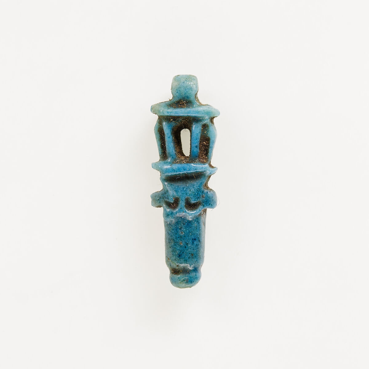 Sistrum amulet, Blue-green faience 