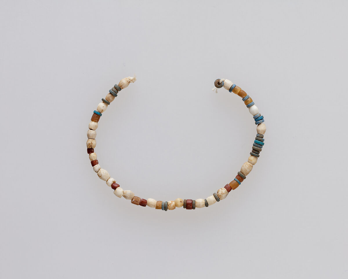 String of Beads, Faience, shell, and string 