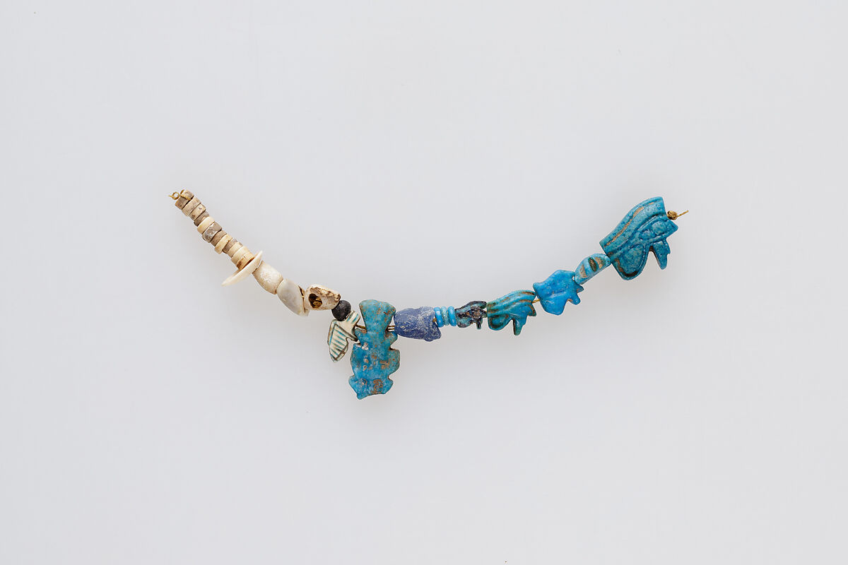 String of beads, Shell, bone and faience 