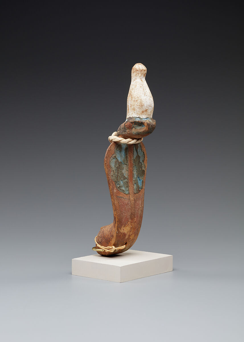 Uraeus in white crown, Wood, paint, papyrus