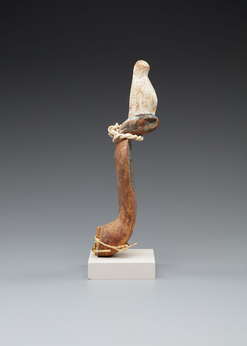 Uraeus in white crown, Wood, paint, papyrus