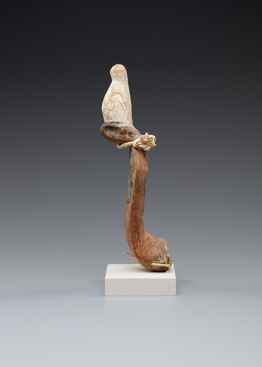 Uraeus in white crown, Wood, paint, papyrus