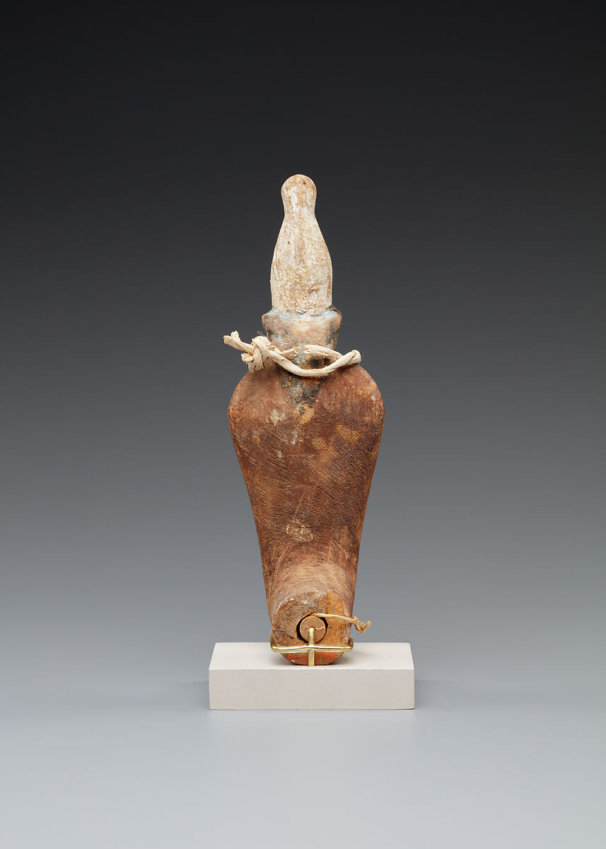 Uraeus in white crown, Wood, paint, papyrus