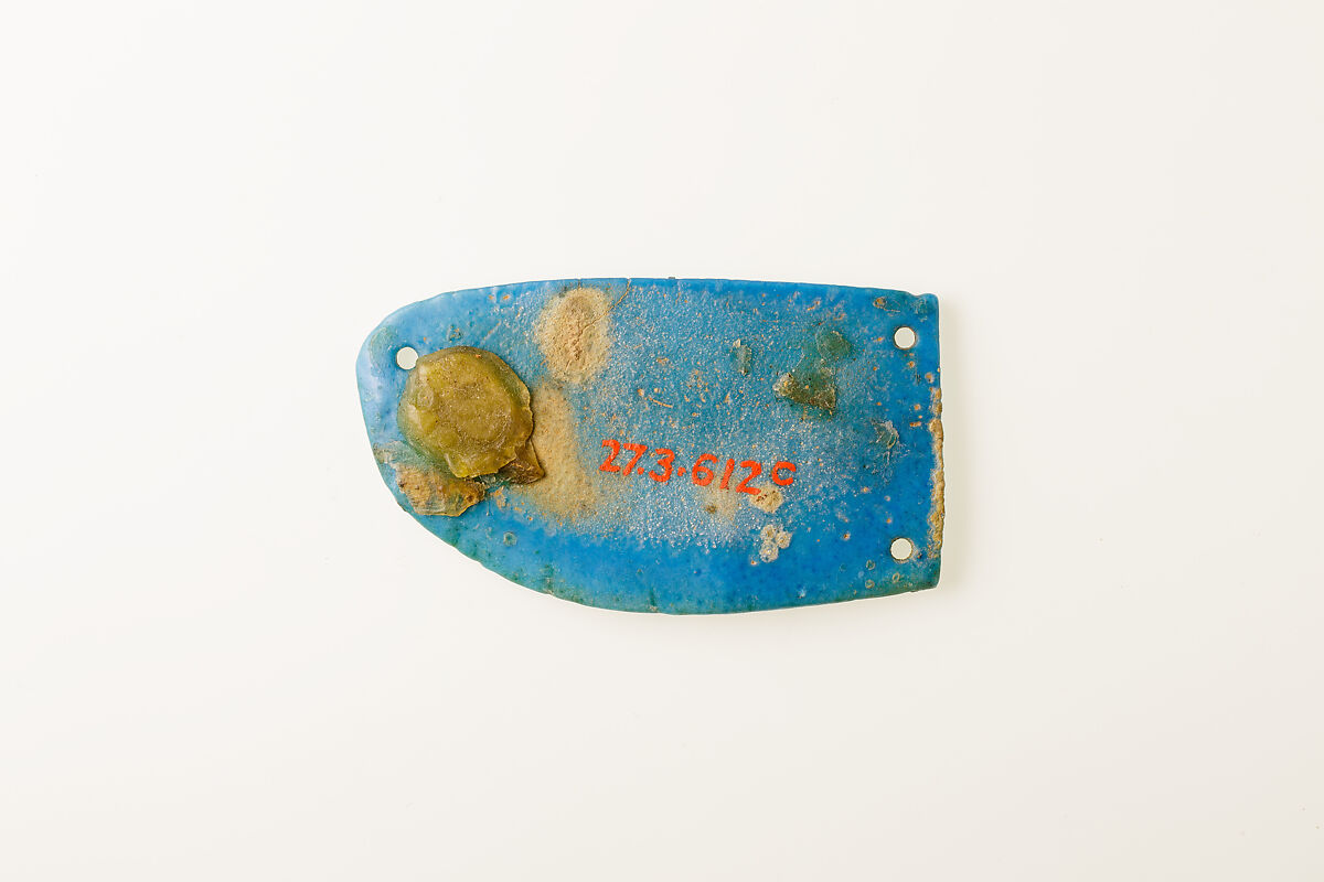 Winged Scarab amulet, Blue faience