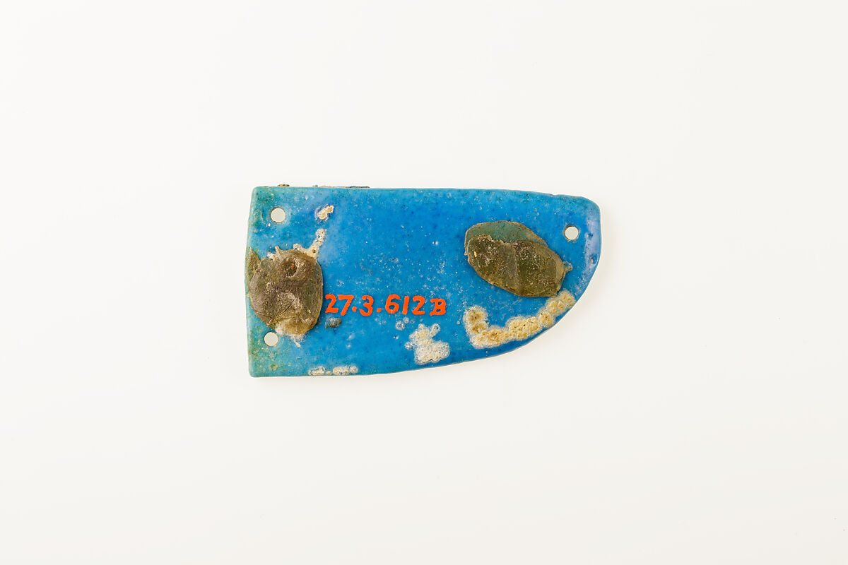 Winged Scarab amulet, Blue faience