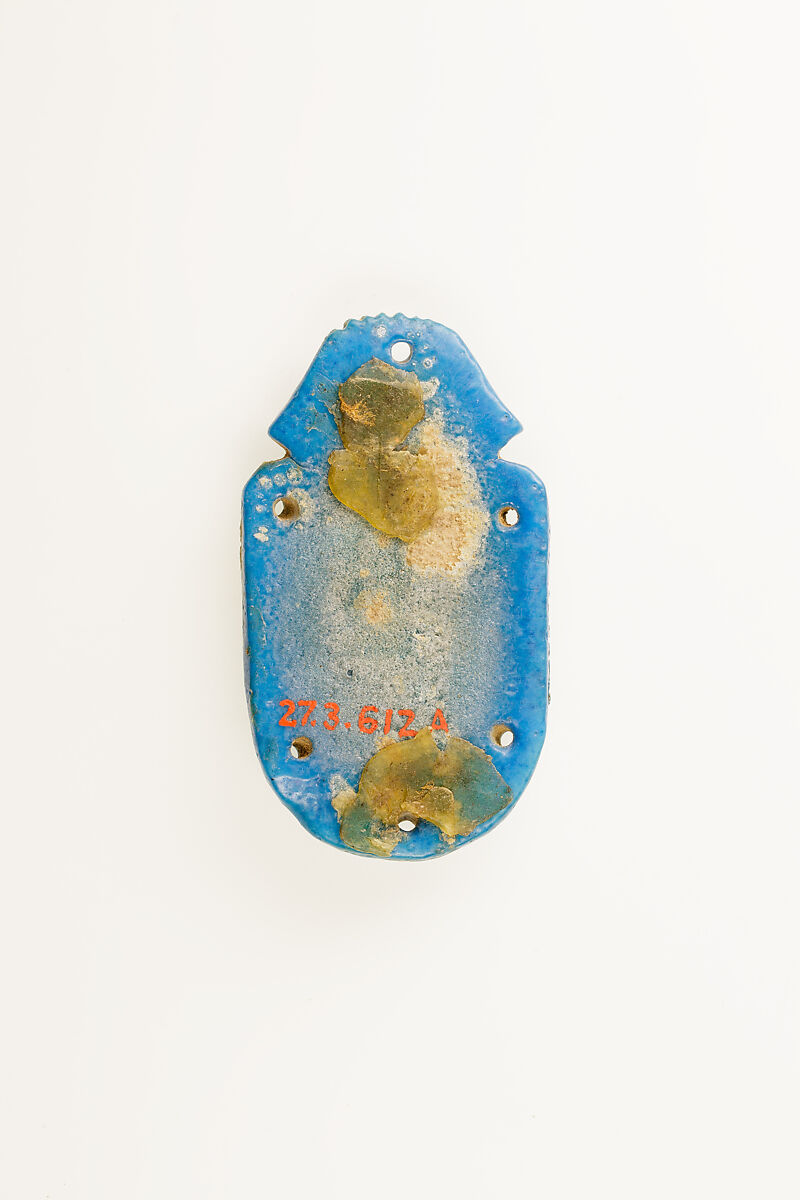 Winged Scarab amulet, Blue faience
