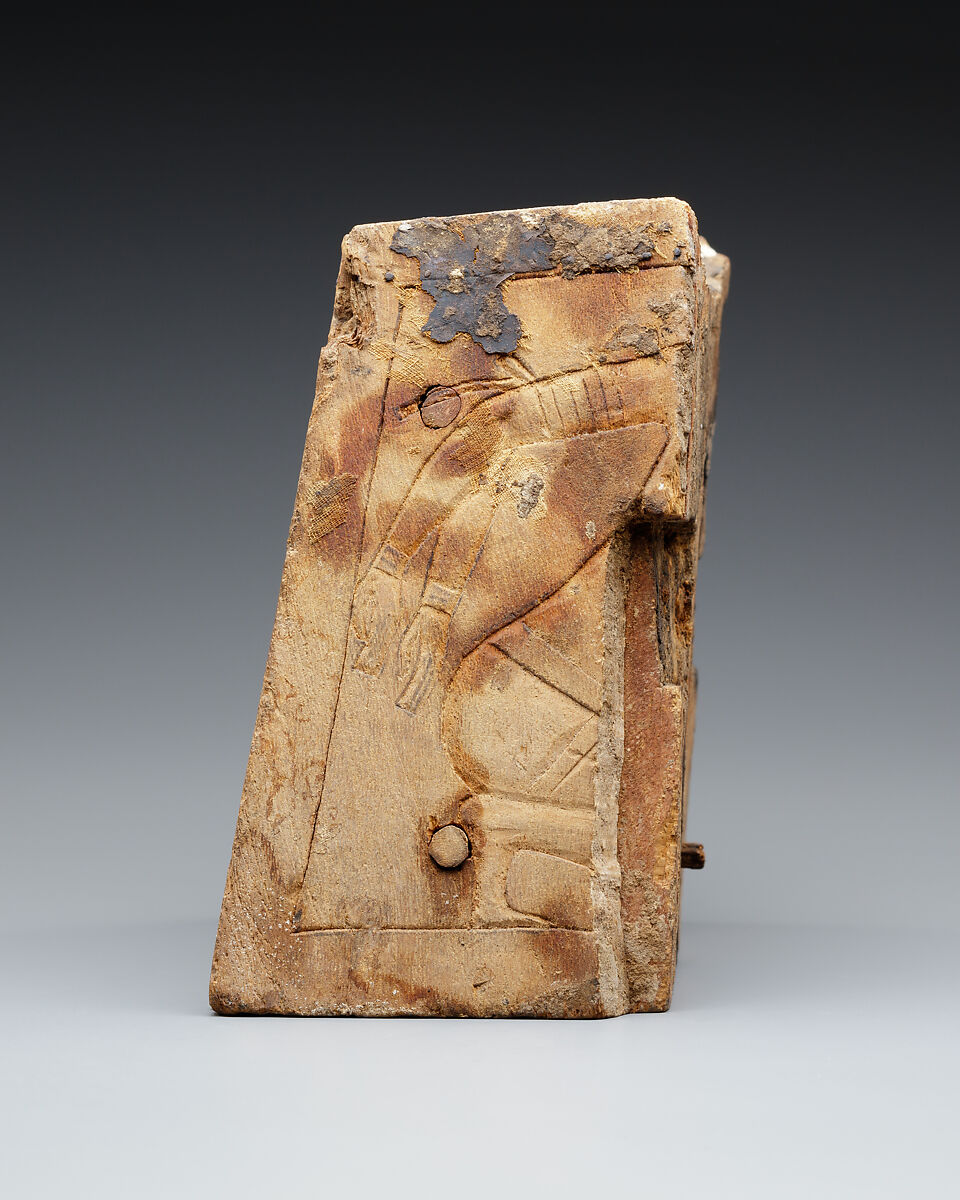 Support for a chair leg, Wood (tamarisk), silver gold leaf traces