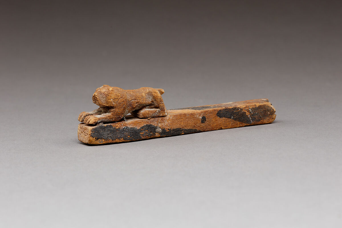 Shrine fragment with lion, Wood, paint 