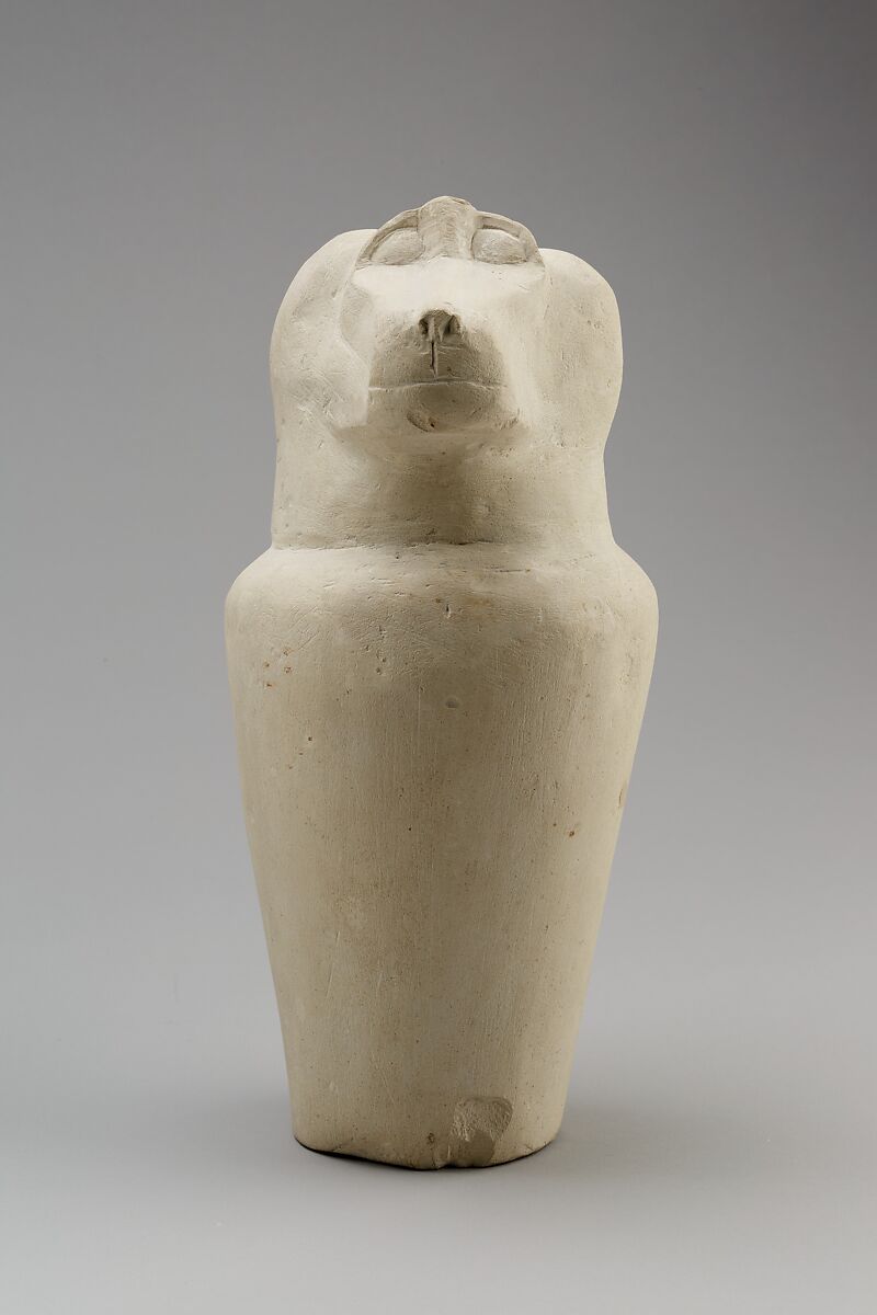 Dummy canopic jar with baboon head (Hapy), Limestone 