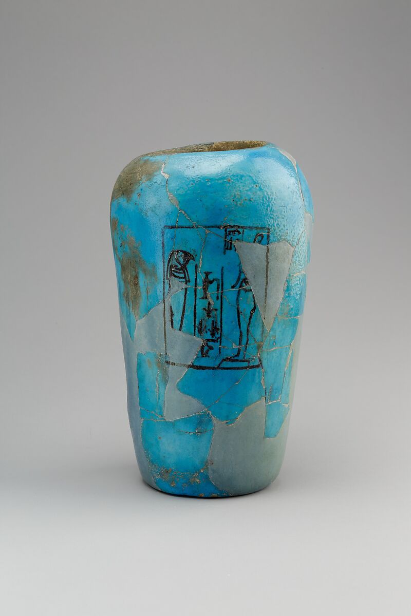 Canopic Jar, Qebehsenuef, Faience 