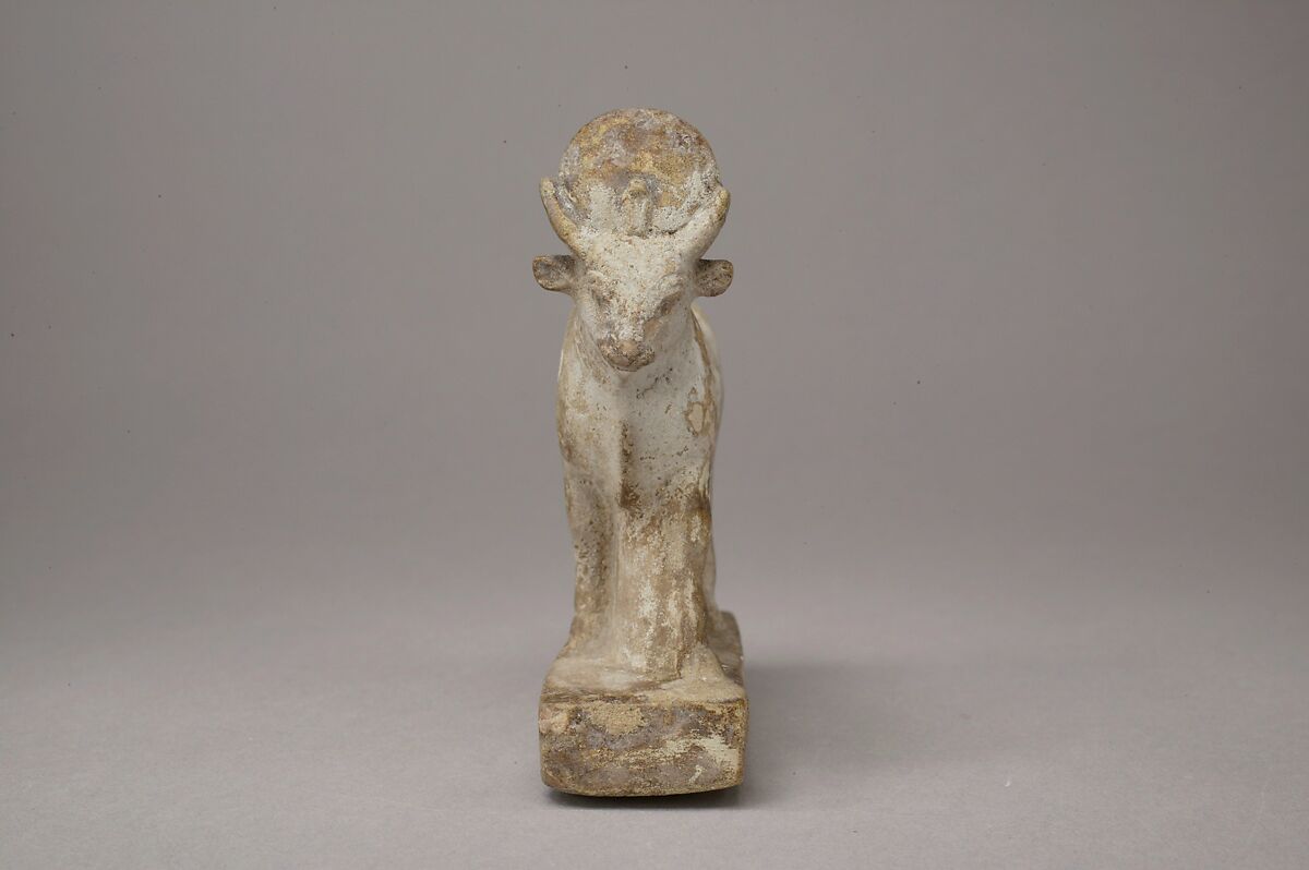 Apis Bull Figure, Green faience, discolored
