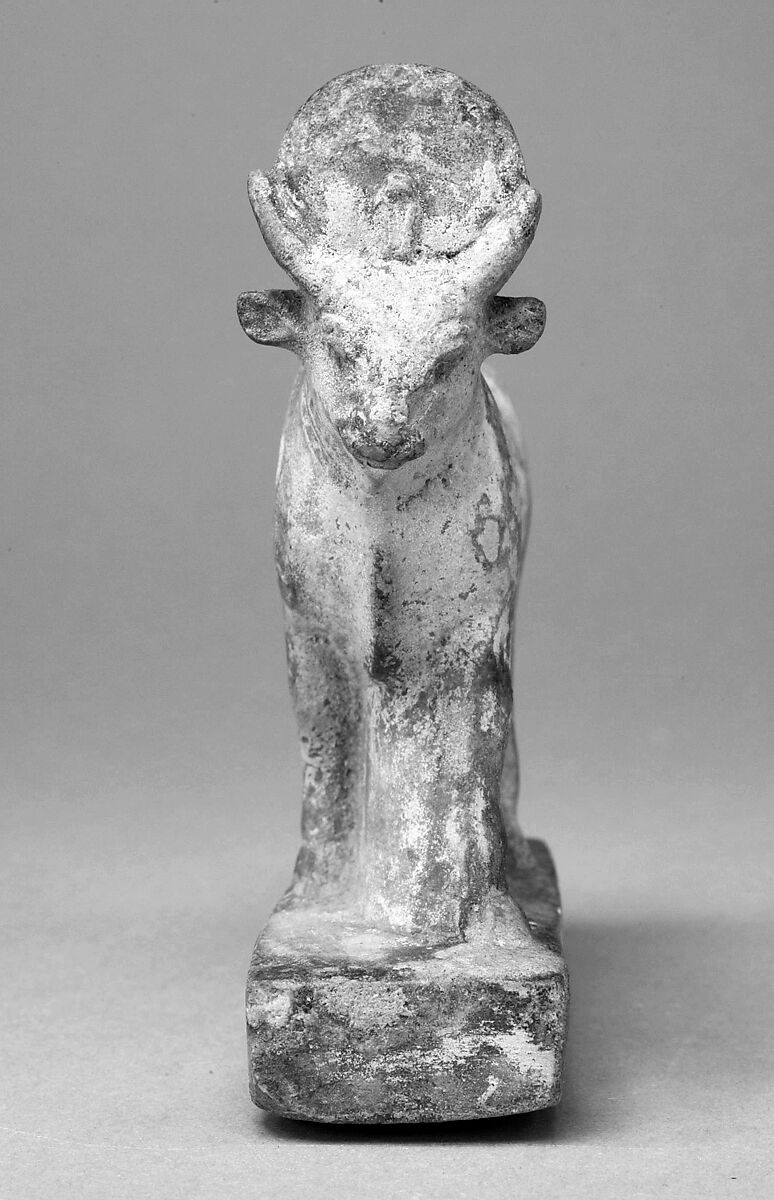 Apis Bull Figure, Green faience, discolored