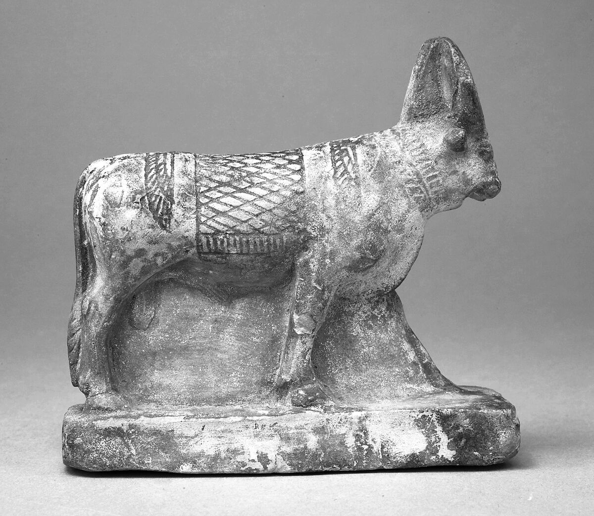Apis Bull Figure, Green faience, discolored