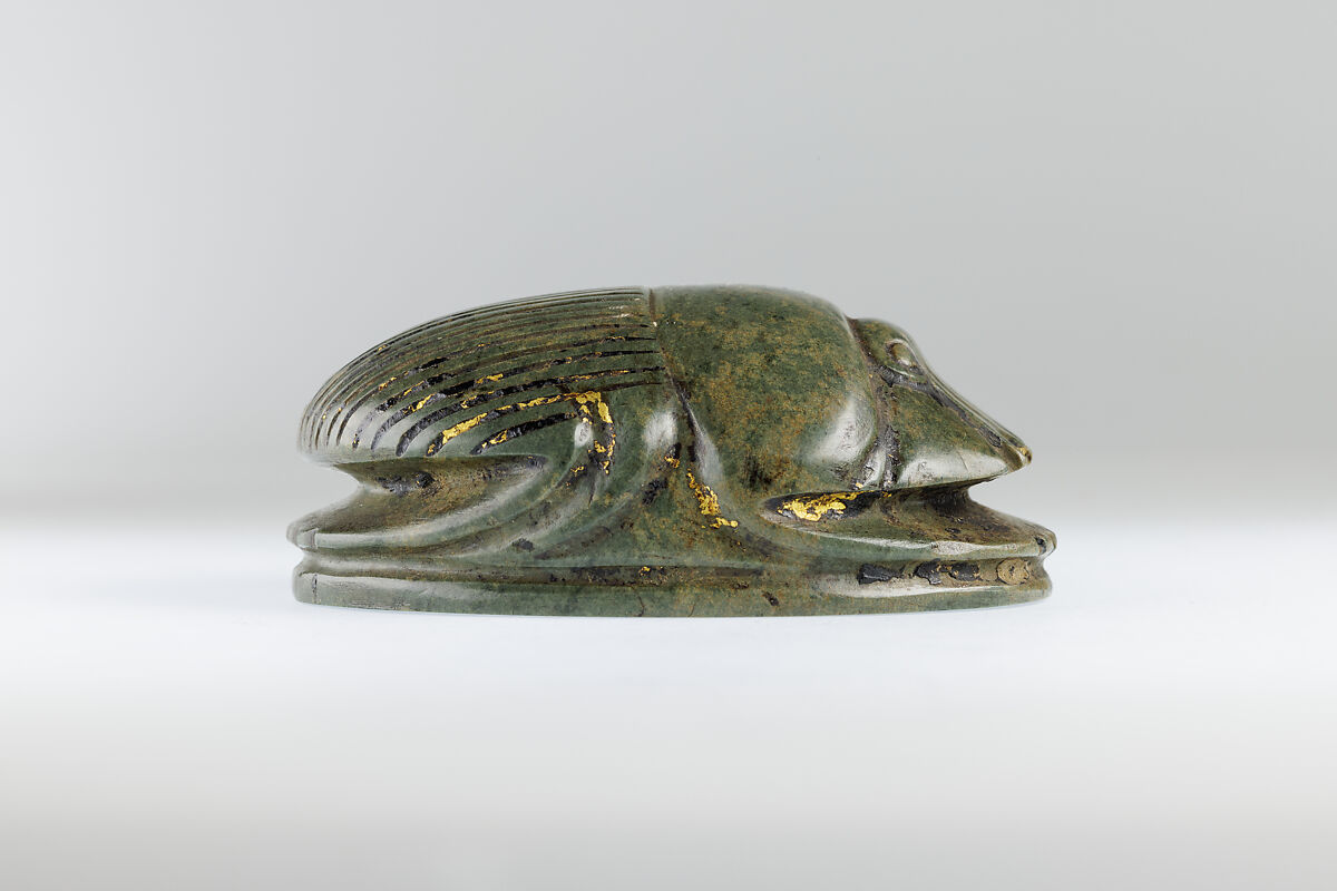 Uninscribed Heart Scarab, Stone, gold