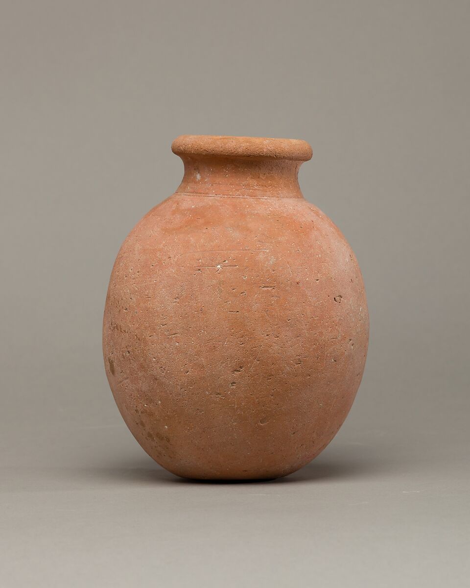 Globular necked jar of desert clay, Pottery 