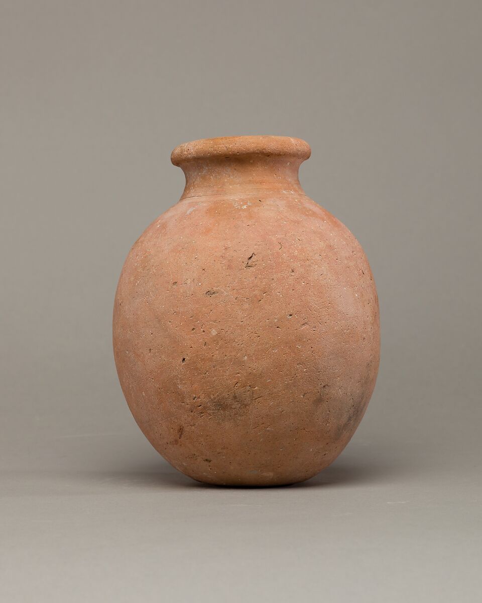 Globular necked jar of desert clay, Pottery