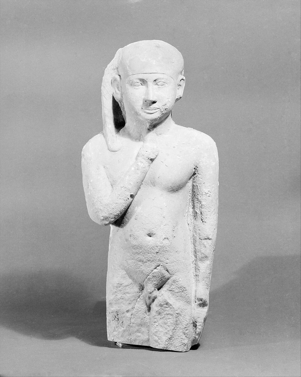 Statue, young boy, Limestone