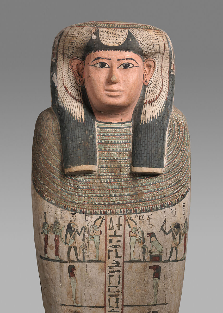 Coffin of the Noble Lady, Shep, Wood (sycomore fig), paste, paint