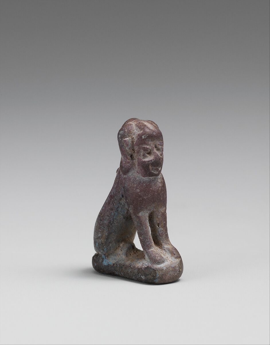 Human-headed cat, Faience 