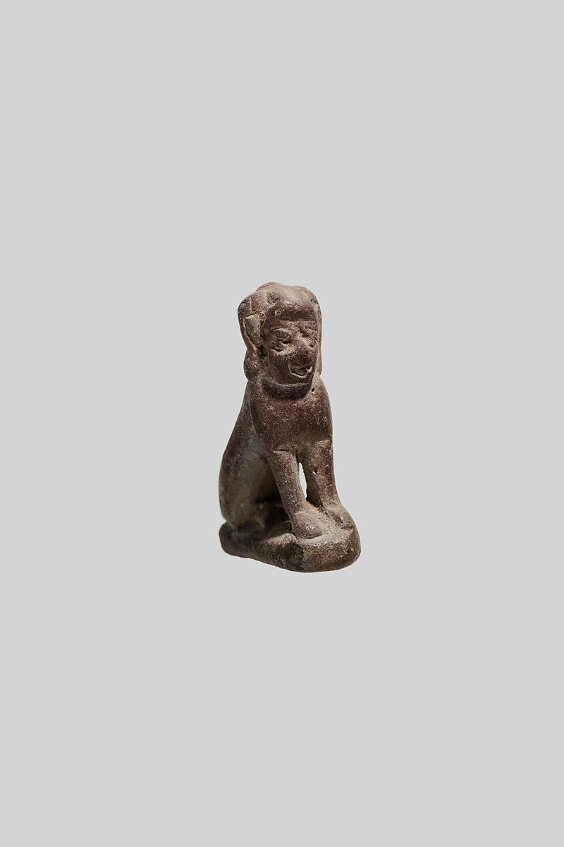 Human-headed cat, Faience