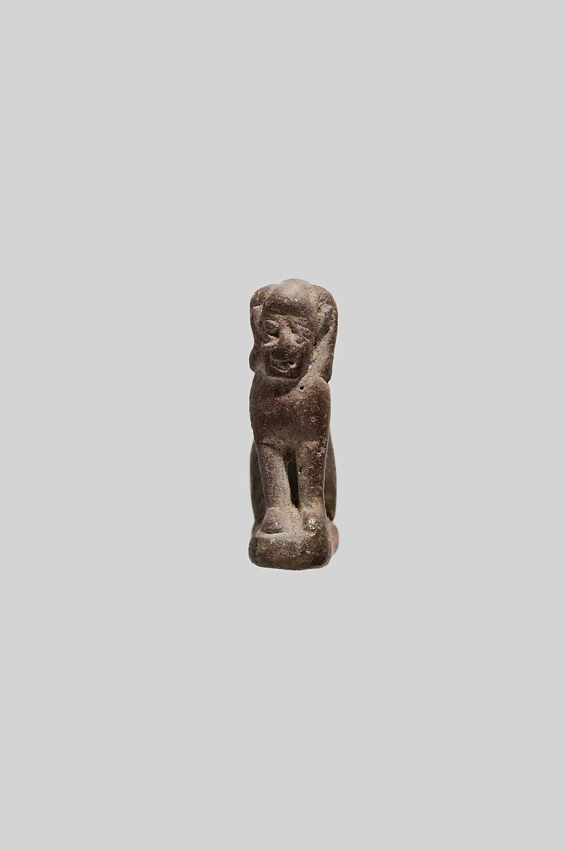 Human-headed cat, Faience